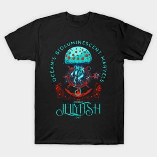 Ocean's Bioluminiscent Marvels World Jellyfish Day T-Shirt